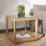 Safavieh Benecarlo Wood And Glass Top Accent Table Natural / Clear SFV2158A