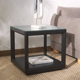 Safavieh Benecarlo Wood And Glass Top Accent Table Black / Clear SFV2158B