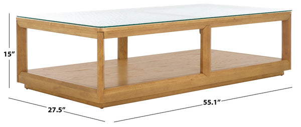 Safavieh Benecarlo Wood And Glass Top Coffee Table Natural / Clear SFV2159A