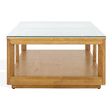 Safavieh Benecarlo Wood And Glass Top Coffee Table Natural / Clear SFV2159A