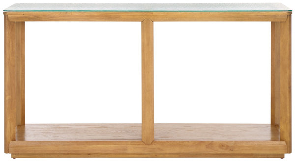 Safavieh Benecarlo Wood And Glass Top Console Table Natural / Clear SFV2160A