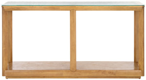 Safavieh Benecarlo Wood And Glass Top Console Table Natural / Clear SFV2160A