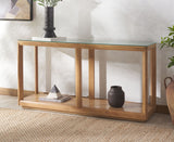 Safavieh Benecarlo Wood And Glass Top Console Table Natural / Clear SFV2160A