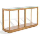 Safavieh Benecarlo Wood And Glass Top Console Table Natural / Clear SFV2160A