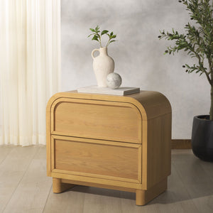 Safavieh DINAH 2 Drawer Wood Nightstand – Elegant Storage Solution with Timeless Design for Any Bedroom Natural SFV2161A