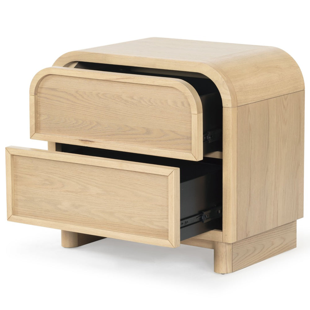 Safavieh DINAH 2 Drawer Wood Nightstand – Elegant Storage Solution with Timeless Design for Any Bedroom Natural SFV2161A