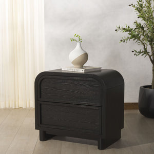Safavieh DINAH 2 Drawer Wood Nightstand – Elegant Storage Solution with Timeless Design for Any Bedroom Black SFV2161B