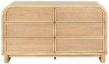 Safavieh Dinah 6 Drawer Wood Dresser Natural SFV2162A