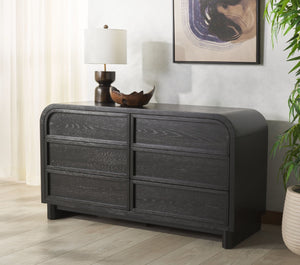 Safavieh DINAH 6-Drawer Wood Dresser – Elegant Storage Solution for Modern Bedrooms and Versatile Spaces Black SFV2162B