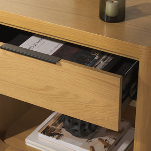 Safavieh RAYLIE Modern 1 Drawer Wood Nightstand with Oak Accents - Stylish Storage for Any Bedroom Decor Natural SFV2163A