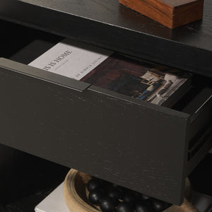 Safavieh RAYLIE Modern 1 Drawer Wood Nightstand with Oak Accents - Stylish Storage for Any Bedroom Decor Black SFV2163B