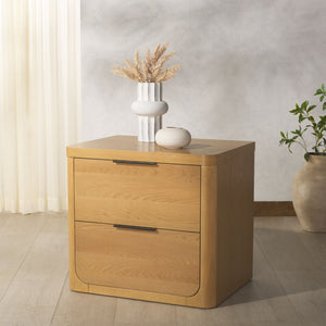Safavieh RAYLIE 2-Drawer Nightstand - Modern Minimalist Design with Functional Storage for Every Bedroom Natural SFV2164A