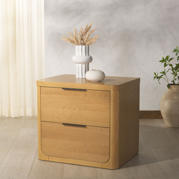 Safavieh RAYLIE 2-Drawer Nightstand - Modern Minimalist Design with Functional Storage for Every Bedroom Natural SFV2164A