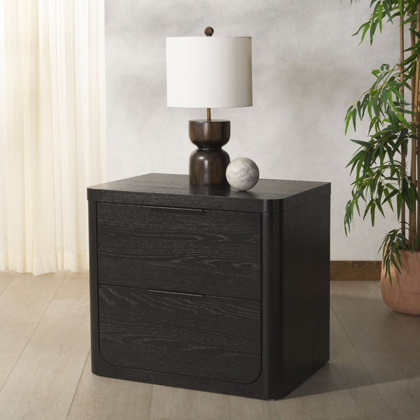 Safavieh RAYLIE 2-Drawer Nightstand - Modern Minimalist Design with Functional Storage for Every Bedroom Black SFV2164B