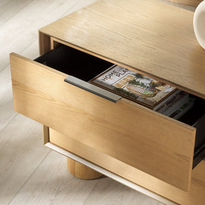 Safavieh ADDYSON Wood 2-Drawer Nightstand - Elegant Storage Solution with Modern Design for Your Bedroom Natural SFV2170A