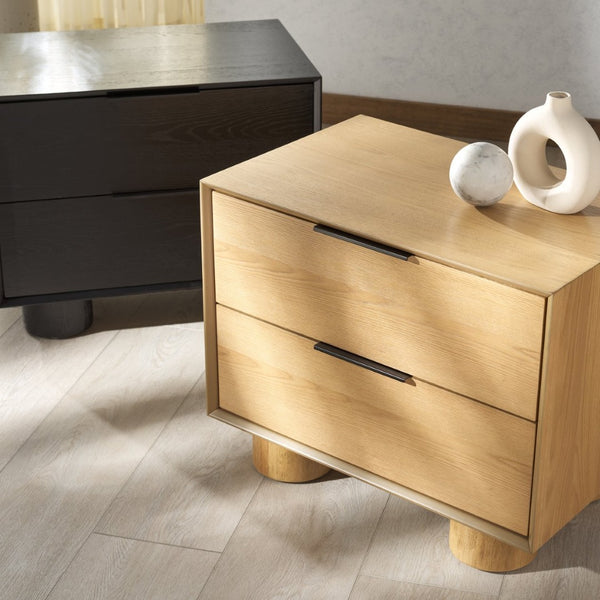 Safavieh ADDYSON Wood 2-Drawer Nightstand - Elegant Storage Solution with Modern Design for Your Bedroom Black SFV2170B