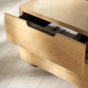 Safavieh BEETHOVEN Wood 2-Drawer Nightstand - Modern Design with Spacious Storage for Stylish Bedrooms Natural SFV2171A