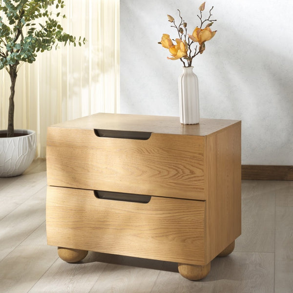 Safavieh BEETHOVEN Wood 2-Drawer Nightstand - Modern Design with Spacious Storage for Stylish Bedrooms Natural SFV2171A