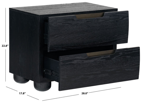Safavieh Beethoven Wood 2 Drawer Nightstand SFV2171B Black