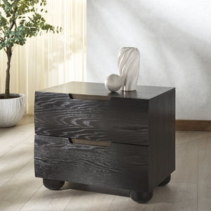 Safavieh BEETHOVEN Wood 2-Drawer Nightstand - Modern Design with Spacious Storage for Stylish Bedrooms Black SFV2171B
