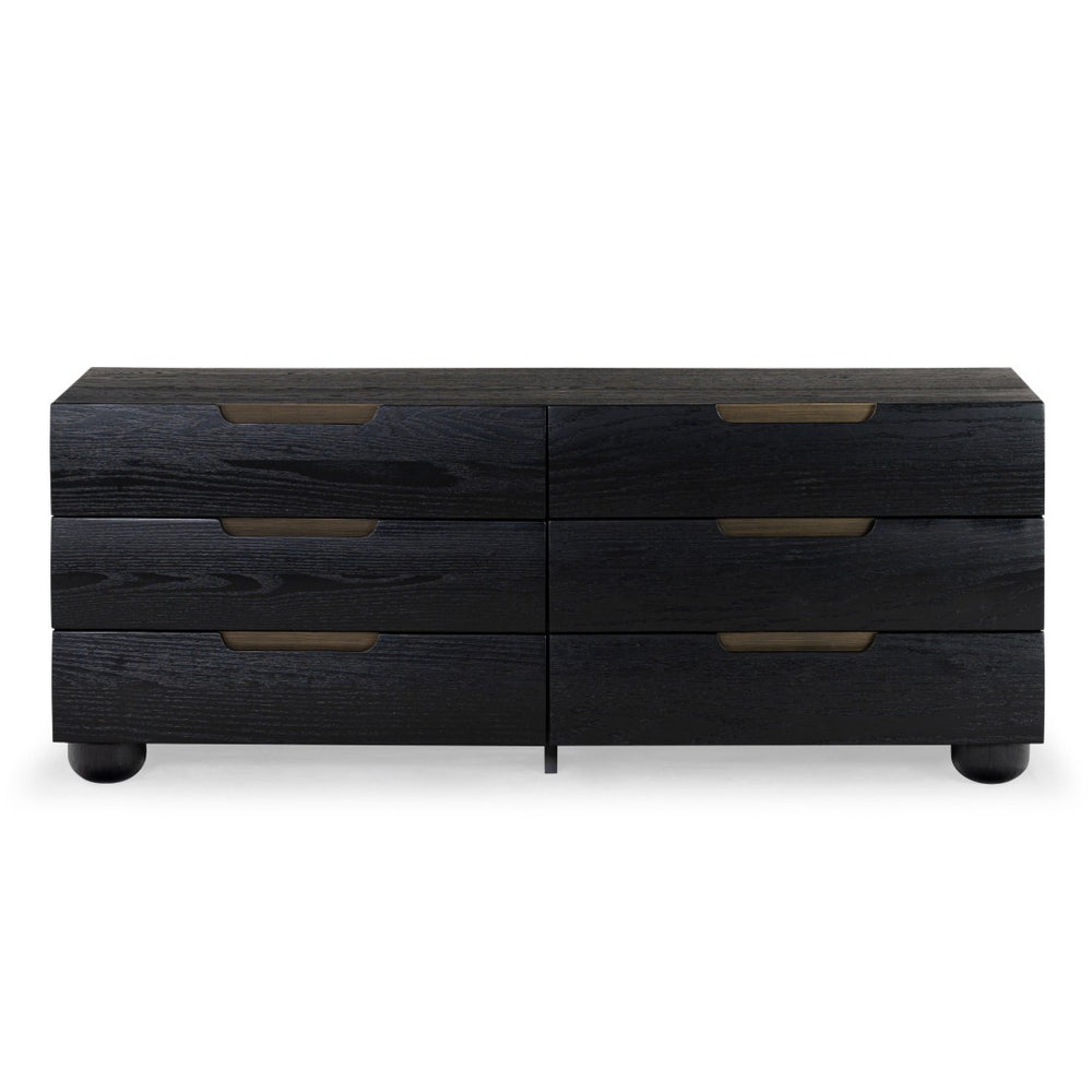 Safavieh BEETHOVEN Wood 6-Drawer Dresser - Modern Minimalist Storage Solution for Stylish Bedroom Organization Black SFV2172B