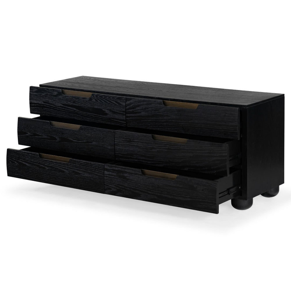 Safavieh BEETHOVEN Wood 6-Drawer Dresser - Modern Minimalist Storage Solution for Stylish Bedroom Organization Black SFV2172B