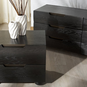 Safavieh BEETHOVEN Wood 2-Drawer Nightstand - Modern Design with Spacious Storage for Stylish Bedrooms Black SFV2171B