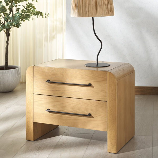 Safavieh KATRINA Wood 2-Drawer Nightstand – Elegant Black Finish, Sturdy Design & Timeless Bedroom Style Natural / Black SFV2173A