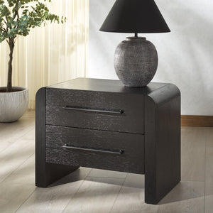 Safavieh KATRINA Wood 2-Drawer Nightstand – Elegant Black Finish, Sturdy Design & Timeless Bedroom Style Black / Black SFV2173B