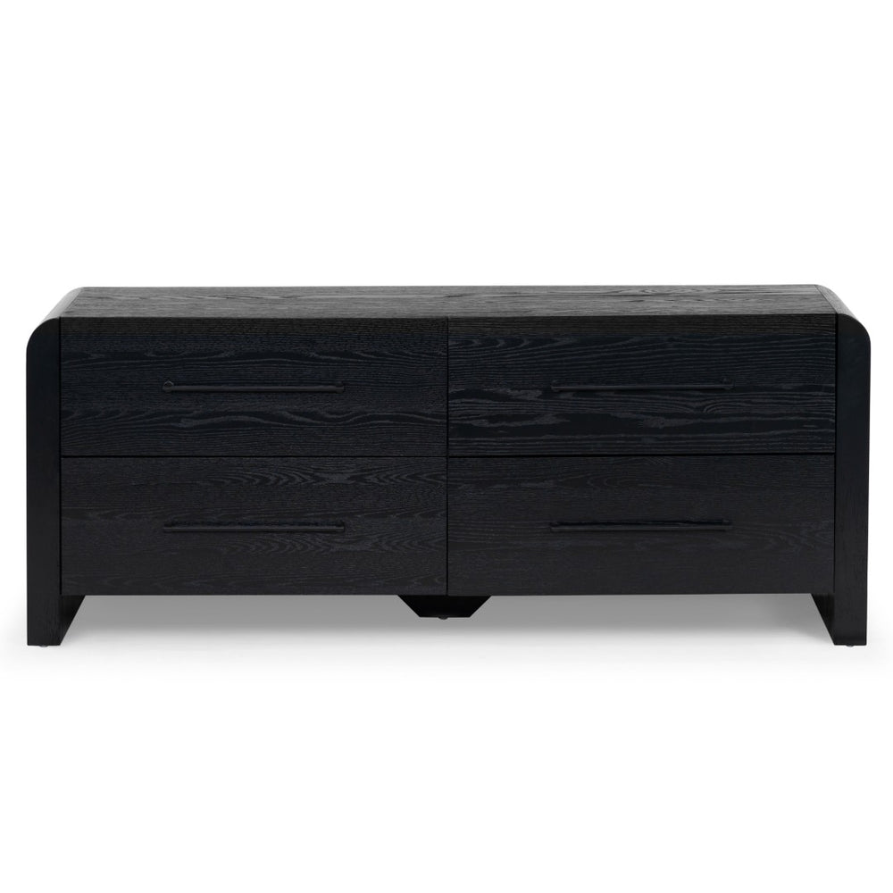 Safavieh KATRINA Wood 4-Drawer Dresser – Elegant Storage Solution with Timeless Design for Modern Spaces Black / Black SFV2174B