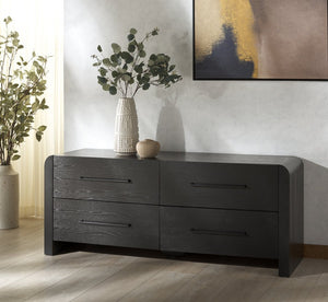 Safavieh KATRINA Wood 4-Drawer Dresser – Elegant Storage Solution with Timeless Design for Modern Spaces Black / Black SFV2174B