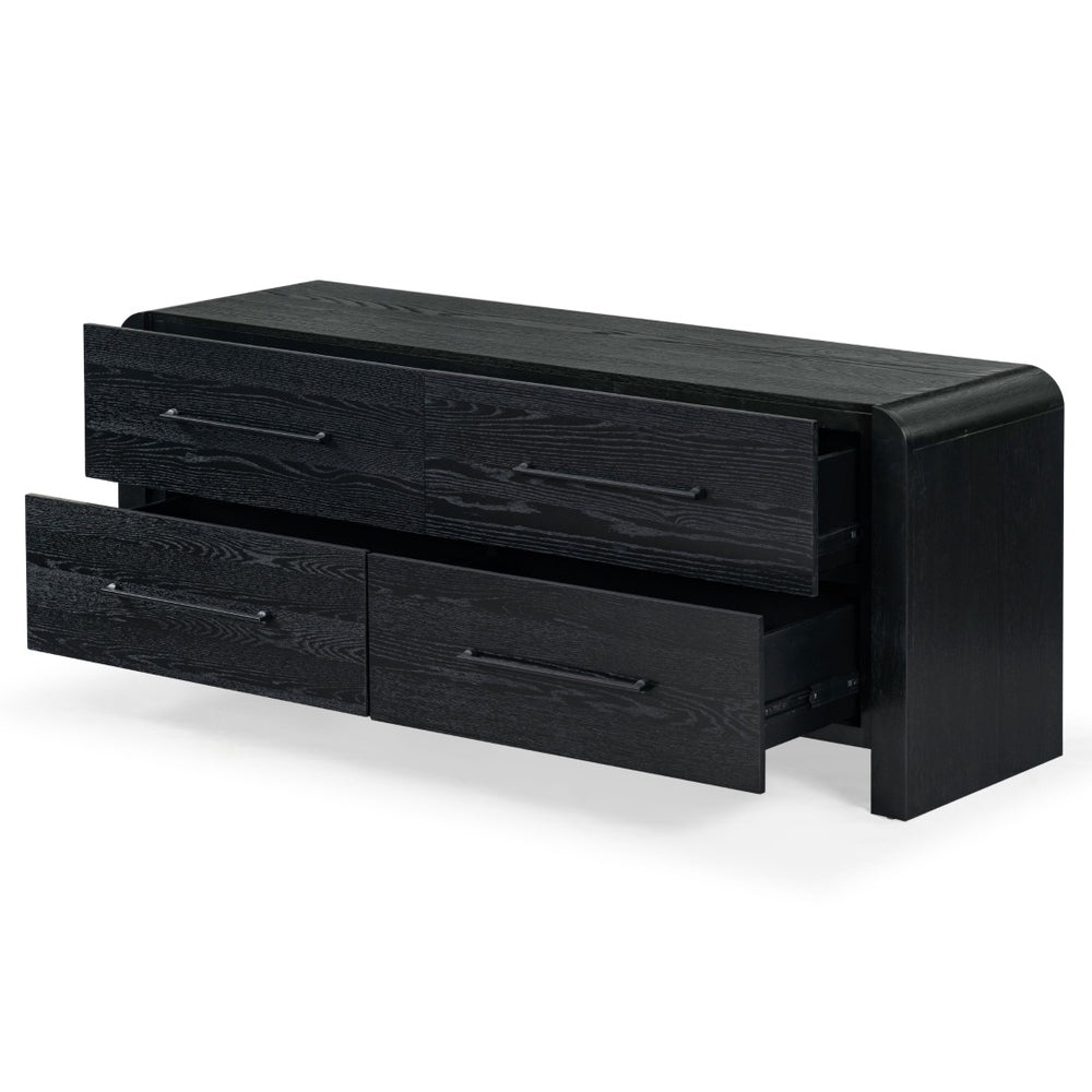 Safavieh KATRINA Wood 4-Drawer Dresser – Elegant Storage Solution with Timeless Design for Modern Spaces Black / Black SFV2174B