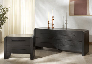 Safavieh KATRINA Wood 2-Drawer Nightstand – Elegant Black Finish, Sturdy Design & Timeless Bedroom Style Black / Black SFV2173B