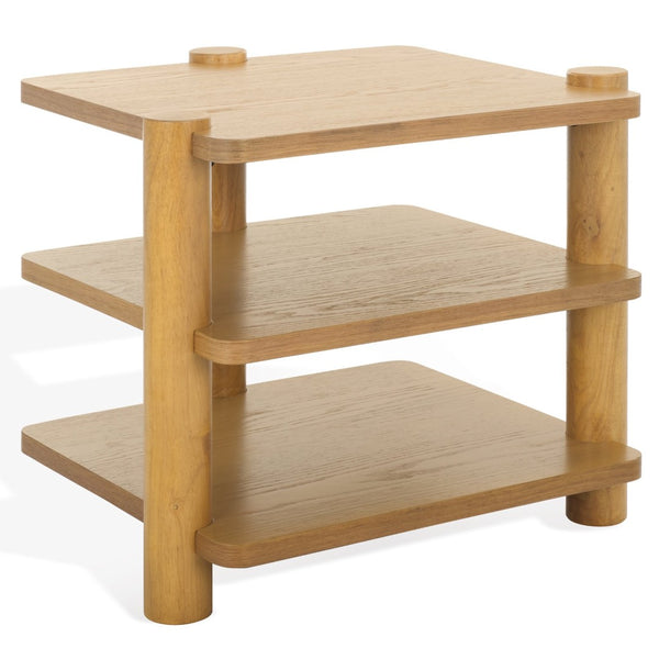 Safavieh EDISYN 3-Shelf Wood Accent Table - Modern Minimalist Design for Stylish Storage and Display Solutions Natural SFV2176A