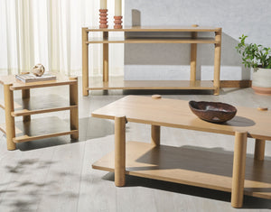 Safavieh EDISYN Modern Two-Tier Wood Coffee Table with Storage | Sleek Design for Contemporary Living Spaces Natural SFV2177A