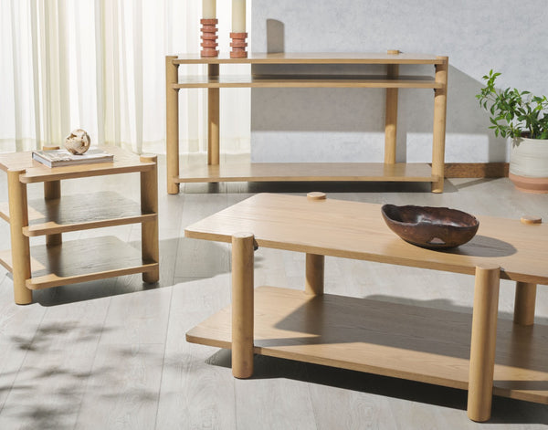 Safavieh EDISYN Modern Two-Tier Wood Coffee Table with Storage | Sleek Design for Contemporary Living Spaces Natural SFV2177A