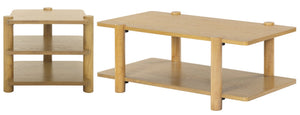 Safavieh EDISYN Modern Two-Tier Wood Coffee Table with Storage | Sleek Design for Contemporary Living Spaces Natural SFV2177A