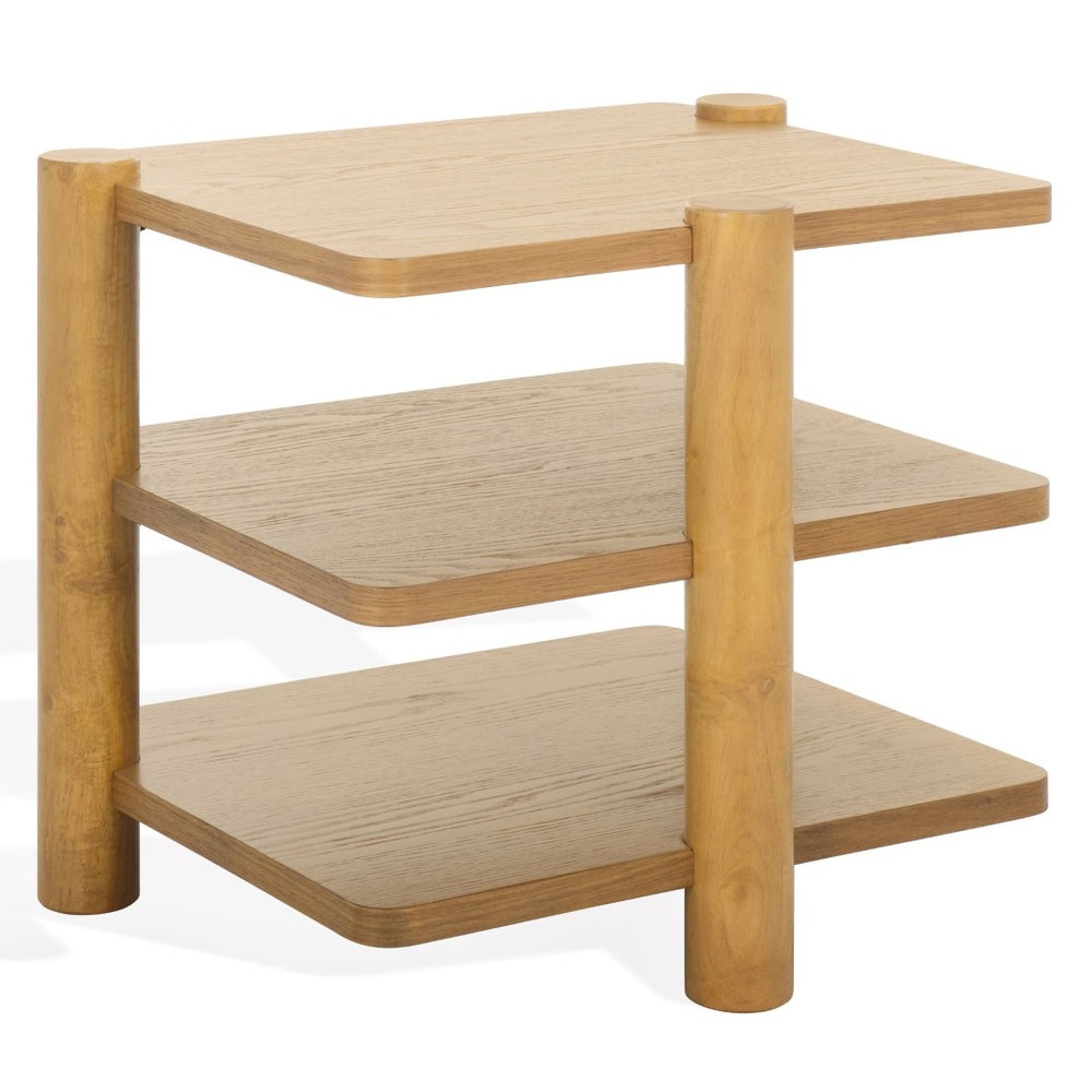 Safavieh EDISYN 3-Shelf Wood Accent Table - Modern Minimalist Design for Stylish Storage and Display Solutions Natural SFV2176A