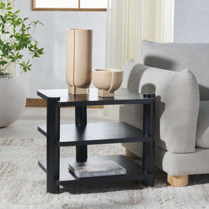 Safavieh EDISYN 3-Shelf Wood Accent Table - Modern Minimalist Design for Stylish Storage and Display Solutions Black SFV2176B