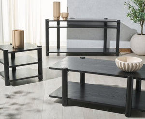 Safavieh EDISYN 3-Shelf Wood Accent Table - Modern Minimalist Design for Stylish Storage and Display Solutions Black SFV2176B