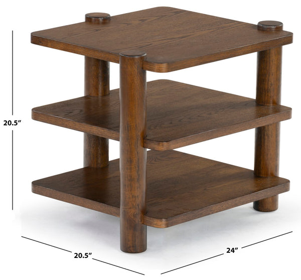 Safavieh Edisyn 3 Shelf Wood Accent Table Medium Oak SFV2176C