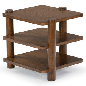 Safavieh Edisyn 3 Shelf Wood Accent Table Medium Oak SFV2176C