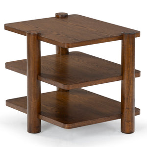 Safavieh Edisyn 3 Shelf Wood Accent Table Medium Oak SFV2176C