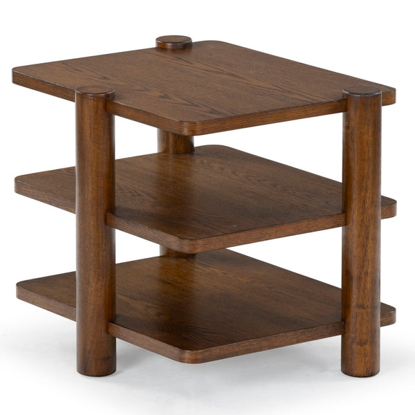 Safavieh Edisyn 3 Shelf Wood Accent Table Medium Oak SFV2176C