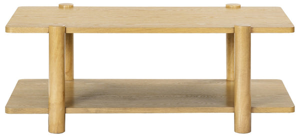 Safavieh EDISYN Modern Two-Tier Wood Coffee Table with Storage | Sleek Design for Contemporary Living Spaces Natural SFV2177A