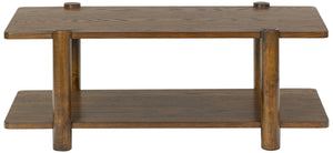 Safavieh EDISYN Modern Two-Tier Wood Coffee Table with Storage | Sleek Design for Contemporary Living Spaces Medium Oak SFV2177C