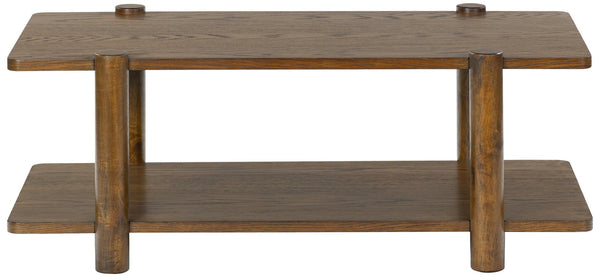 Safavieh EDISYN Modern Two-Tier Wood Coffee Table with Storage | Sleek Design for Contemporary Living Spaces Medium Oak SFV2177C