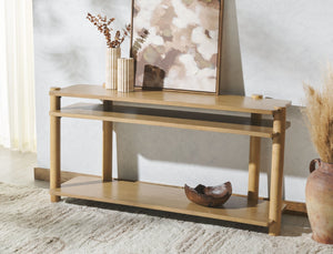 Safavieh EDISYN 3 Shelf Console Table - Modern Classic Design for Hallways, Living Rooms, and Entryways Natural SFV2178A