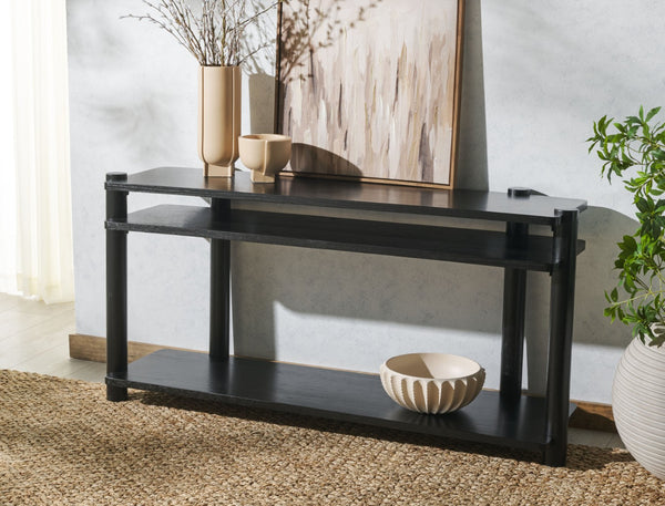 Safavieh EDISYN 3 Shelf Console Table - Modern Classic Design for Hallways, Living Rooms, and Entryways Black SFV2178B