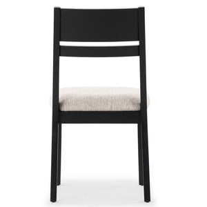 Safavieh BELLALEXA Modern Wood and Linen Dining Chair for Elegant Spaces - Stylish Comfort and Durability Black / Light Grey SFV2180A-SET2